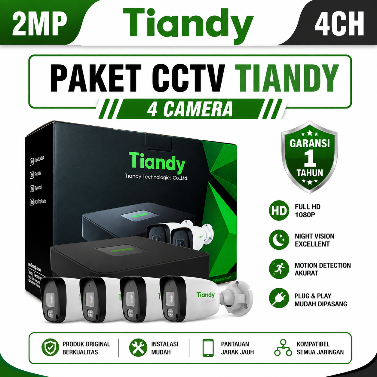 PAKET CCTV TIANDY 4 KAMERA