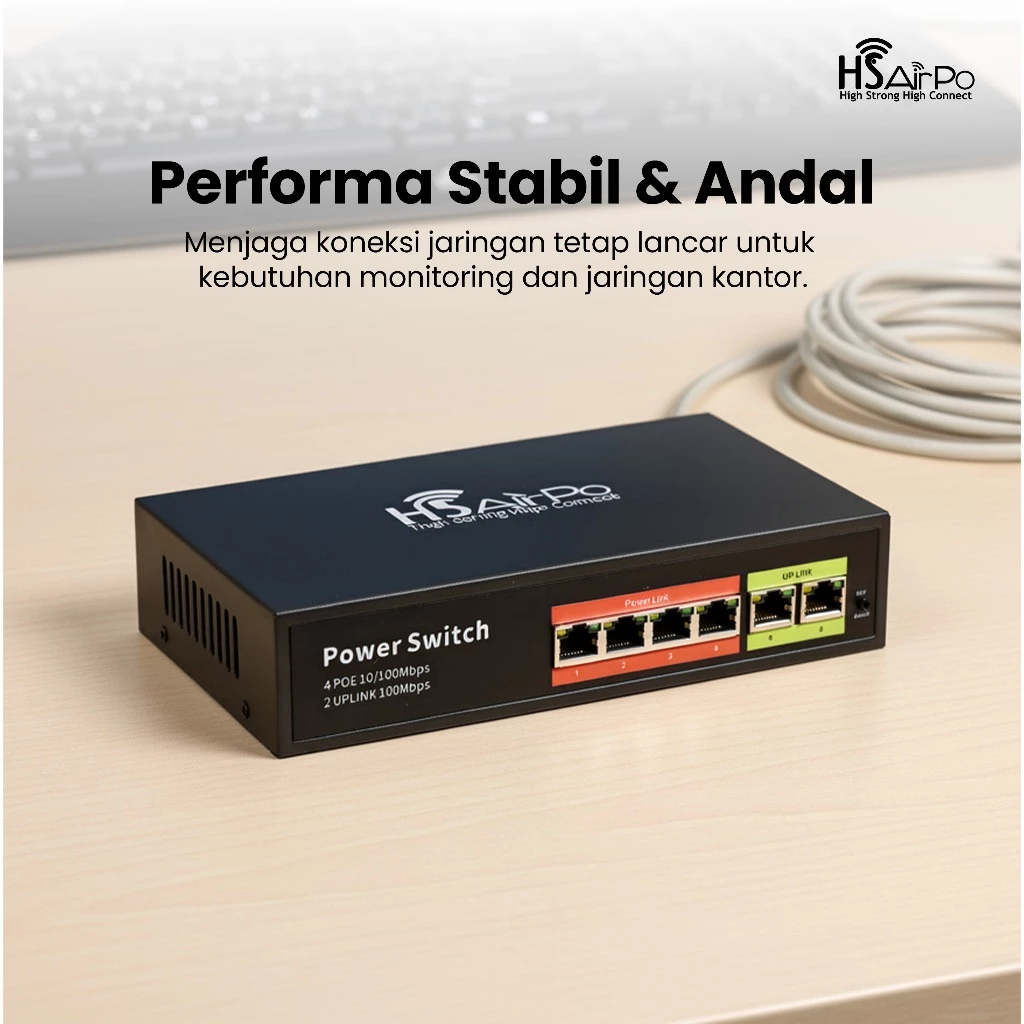 POE SWITCH HSAIRPO 4 PORT-100 MBPS-1 PORT-100MB