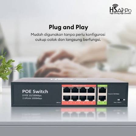 POE SWITCH HSAIRPO 8 PORT-2 UPLINK 100MBPS