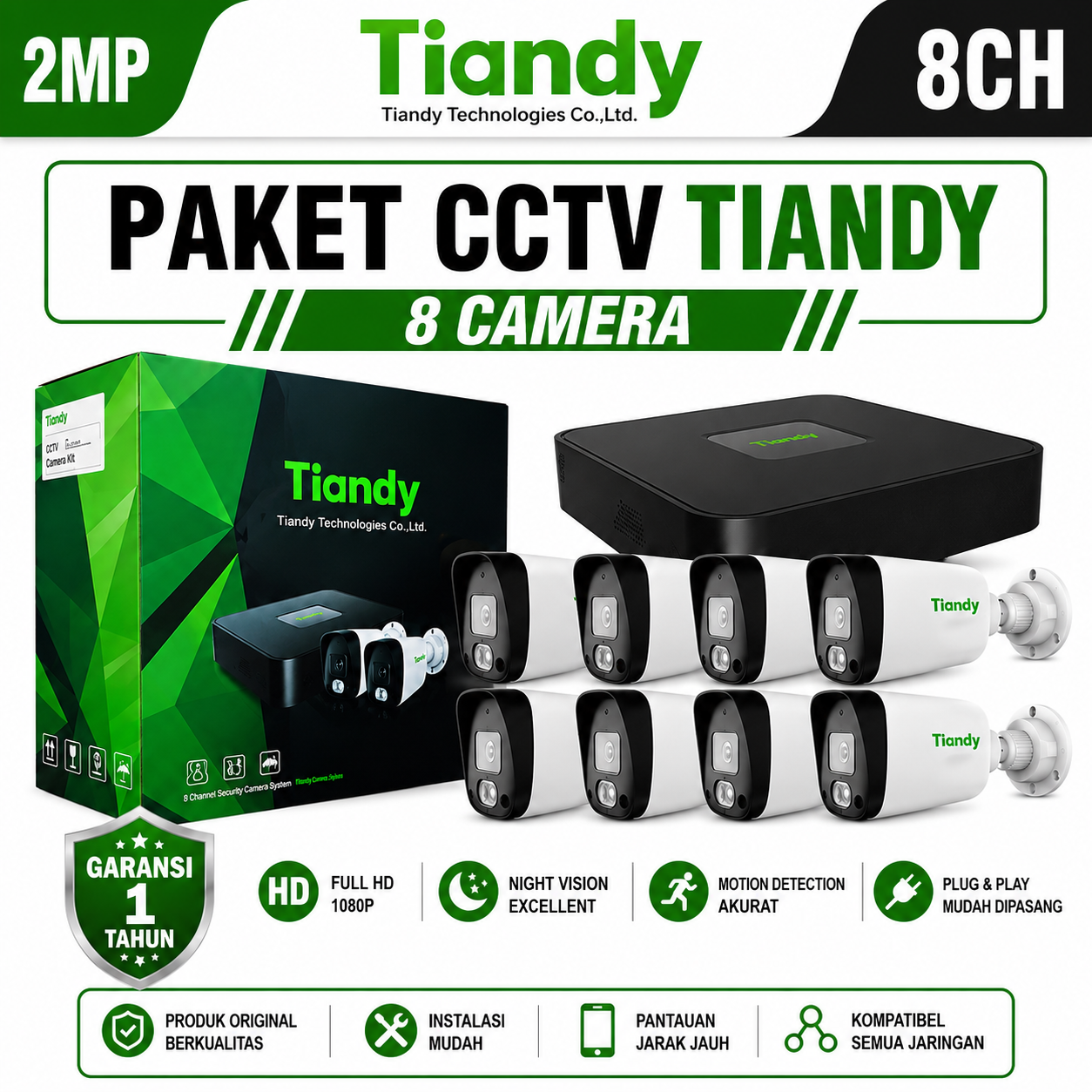 PAKET CCTV TIANDY 8 CAMERA